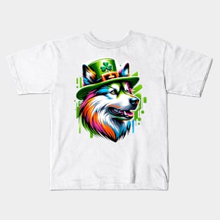 Norwegian Elkhound Celebrates Saint Patrick's Day Kids T-Shirt